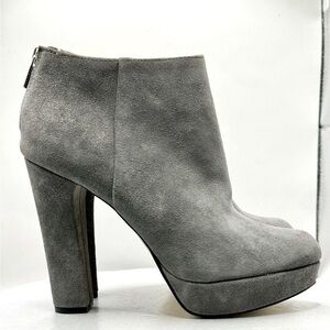 EUC Michael Michael Kors Grey Suede Platform Block‎ Heel Booties Size 8.5